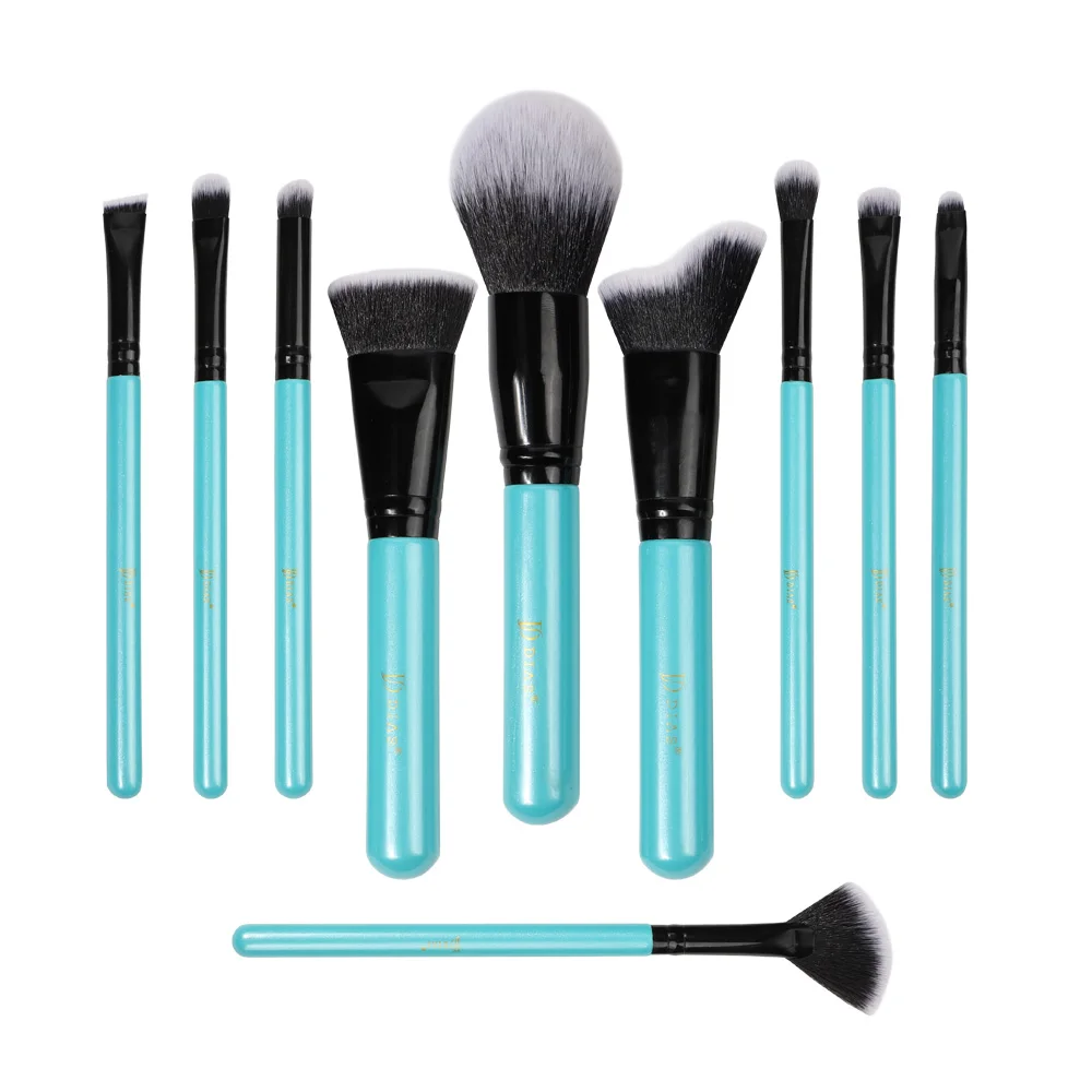 New Face Eye Synthetic Women Buy Personalized Blue 10 Piece Vegan Wholesale Makeup Brush Set Custom Logo