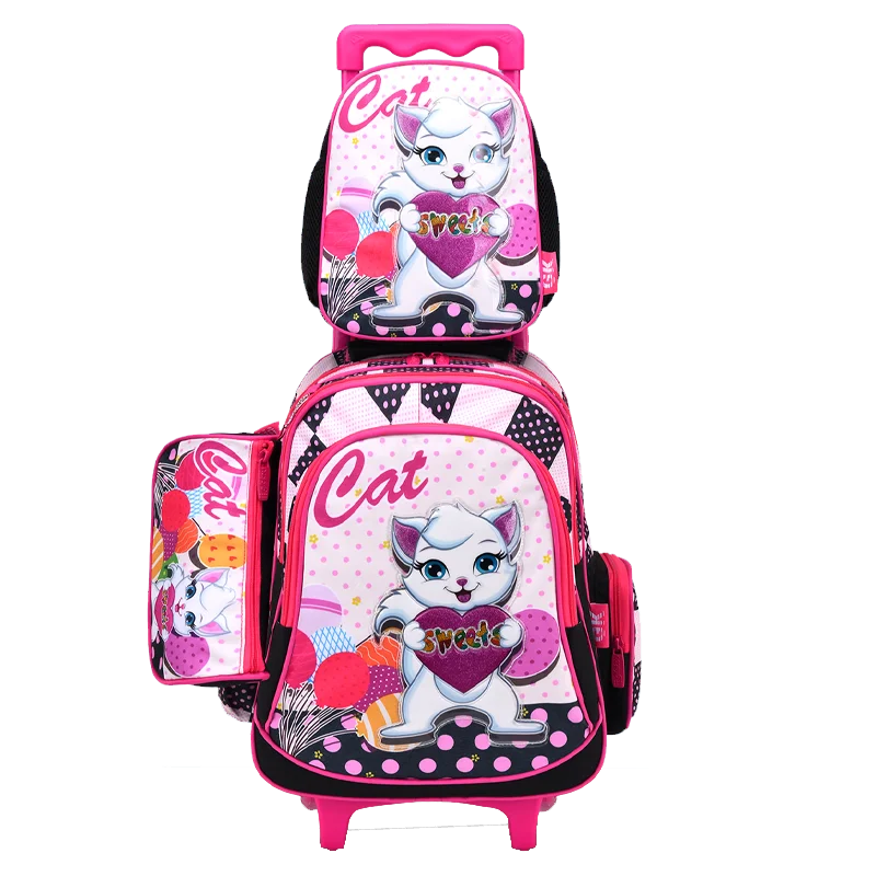 Wholesale 16 inch orignal cartoon character design  trolley school bags with 3 pieces set