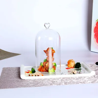 Love Top clear glass dome Dessert Food Cake Flowers Rose Display Dome Glass Cover glass tableware cookware