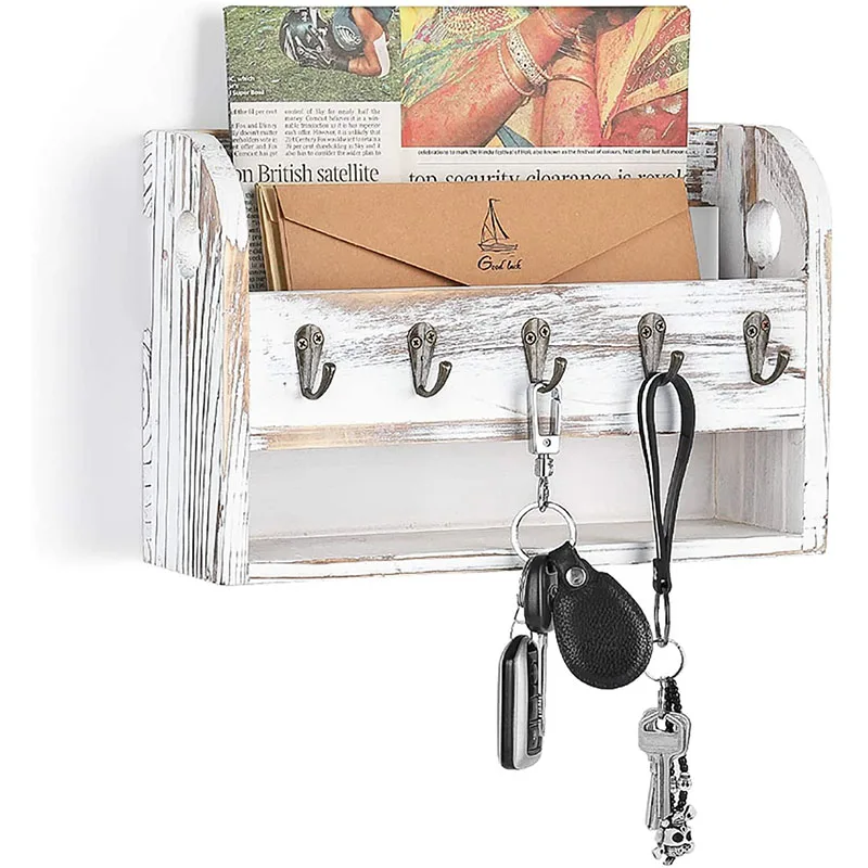 Сортировщик почты настенный держатель для и ключей органайзер деревянных сортировщиков с 5 крючками
