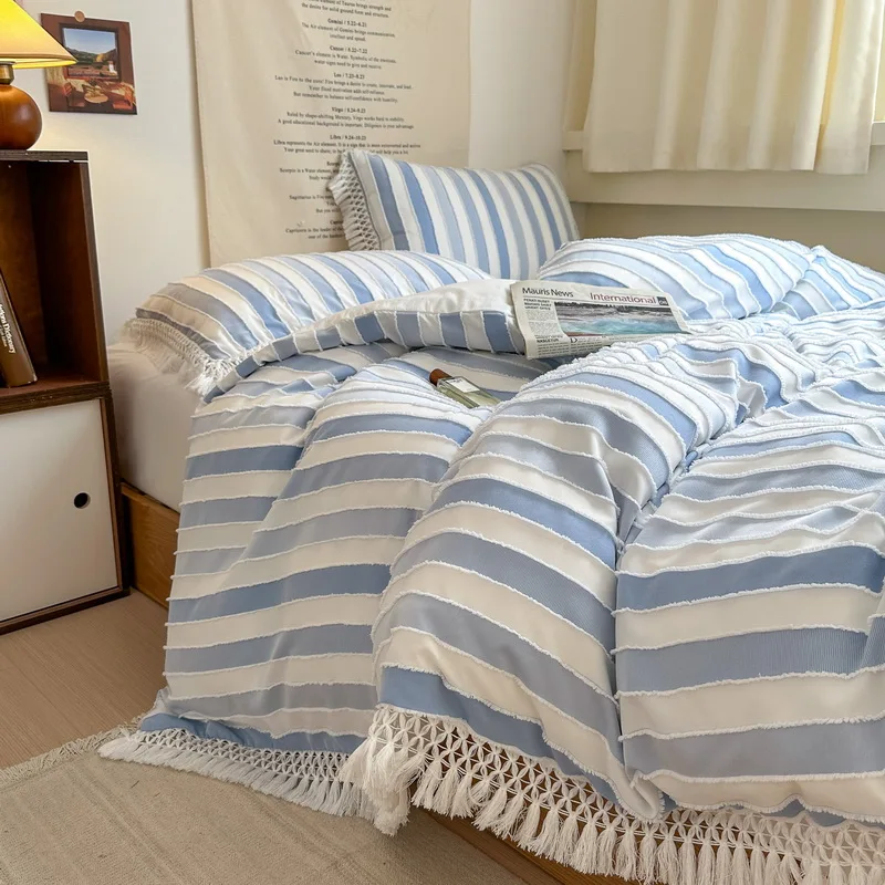 Sunny Textile Wholesale Jacquard Tufted Bedding With Tassel Bohemian Duvet Cover Set