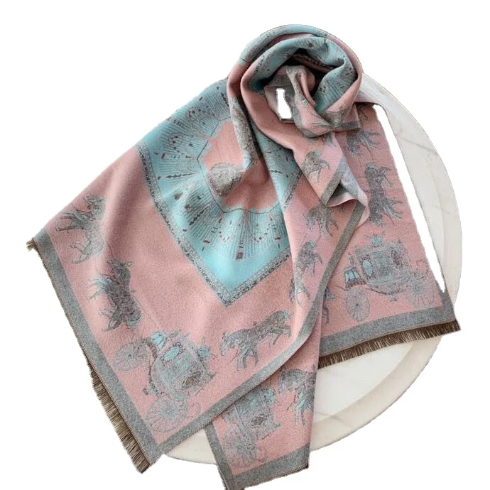 Autumn And Winter New Cashmere Cotton Shawl Women Double-Sided Jacquard Vase Carriage Scarf Thick Warm Long Scarf