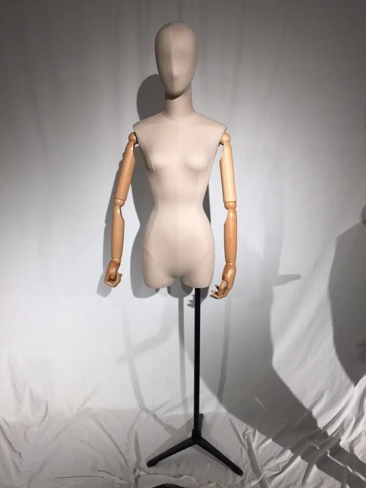 New Arrival OEM Wholesale Female Upper Body Wood Hand Torso Fabric Wrapped Mannequin