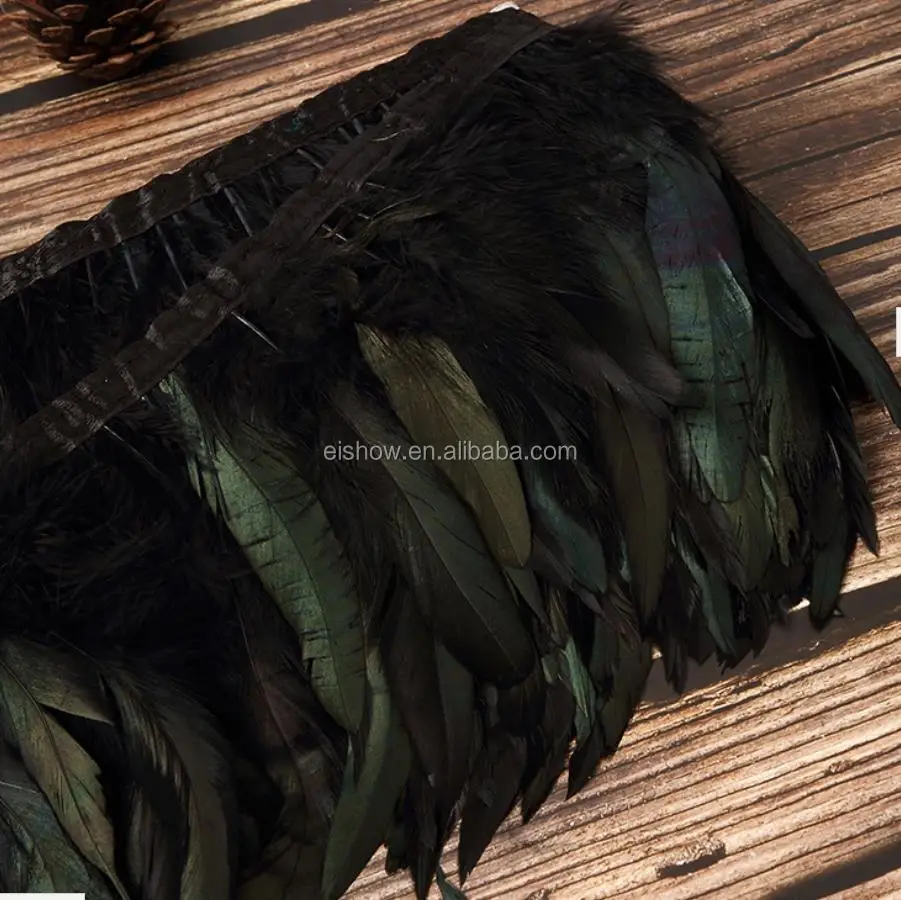 hot sale chicken material black feather trim for dance dress