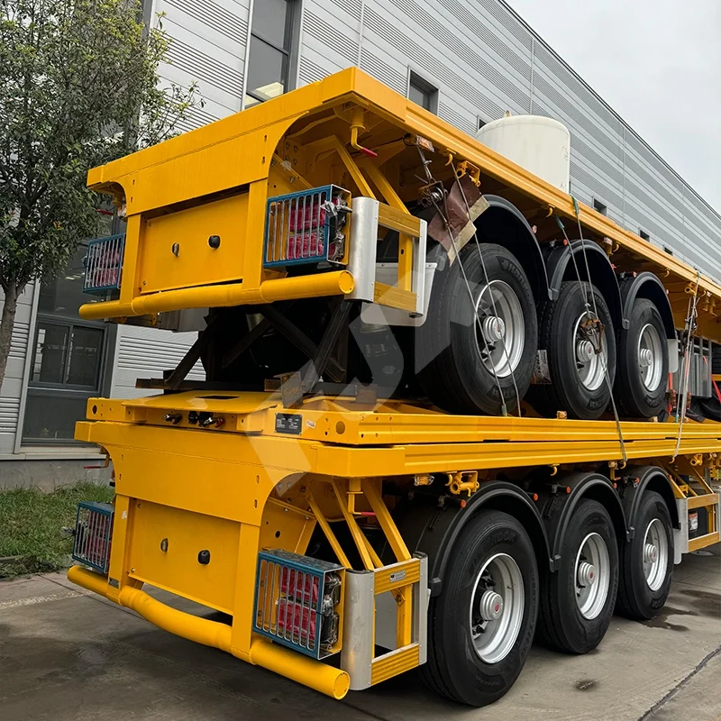 The fine quality 3 Axle 60ton Flatbed/Platform Semitrailer for 20 FT/40FT/45FT Container and Heavy Duty Cargo Transport for Sale