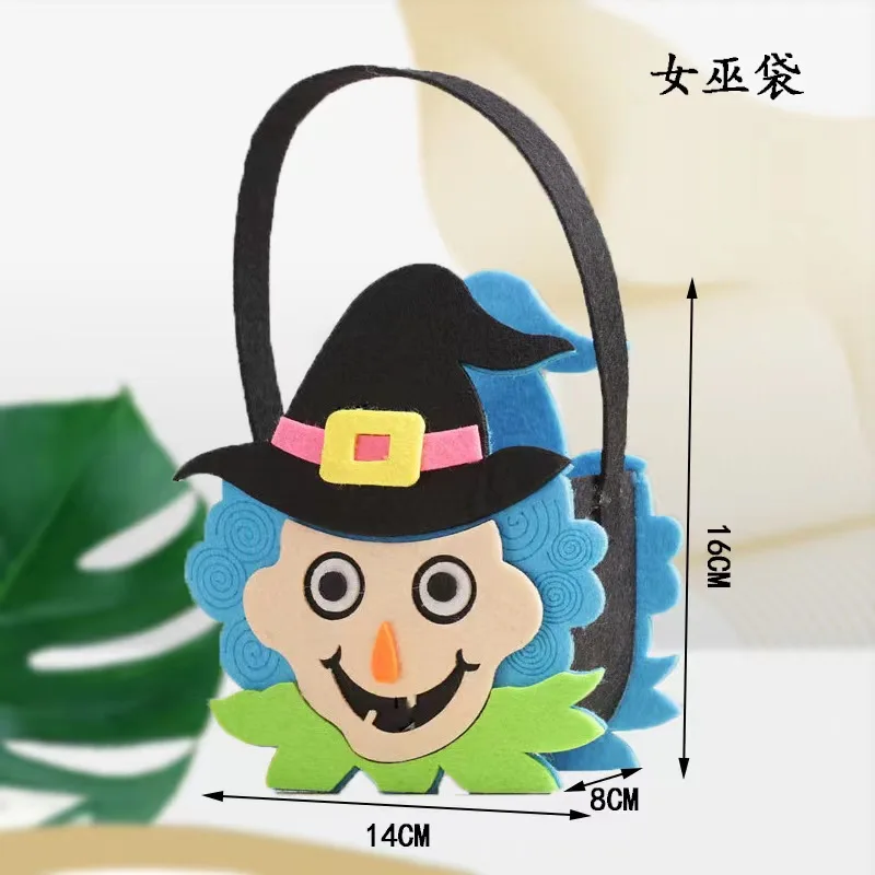 Halloween Atmosphere Decoration Witch Trick Treat Handbag Felt Candy Pouch Party Festival Children Gift Bag