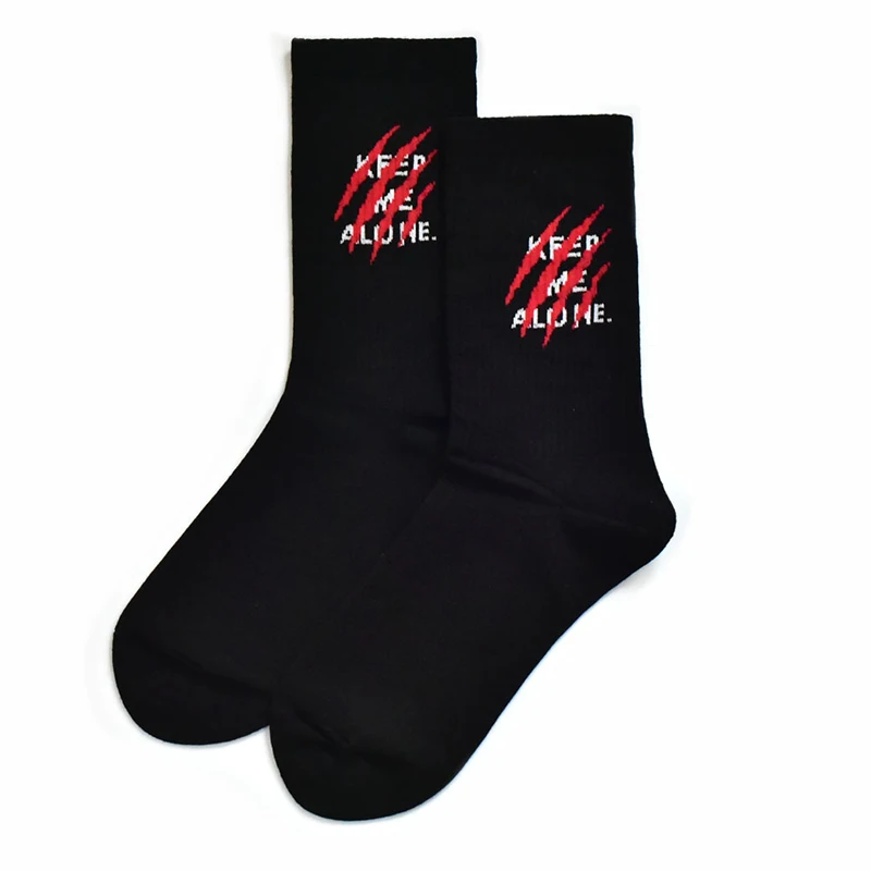 Custom Logo Print Men Socks Wholesale Dress Black White Socks