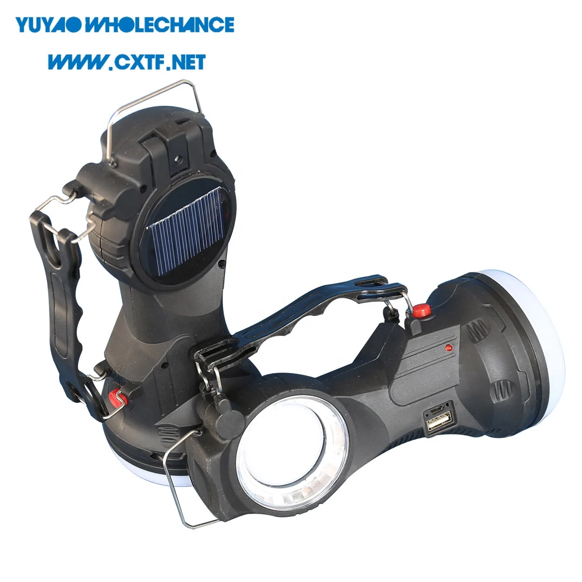 Rotatable COB Book Light Solar Rechargeable 1w LED Flashlight USB power output