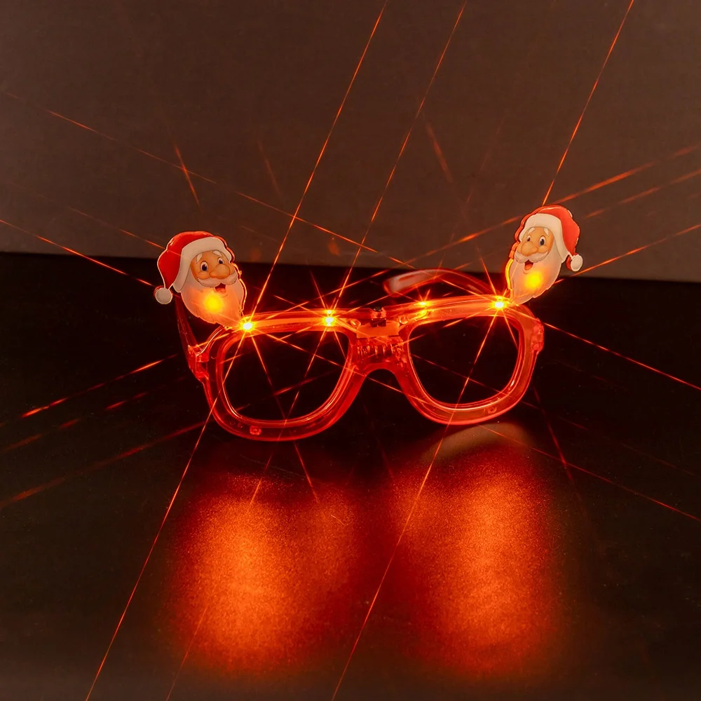 Christmas party Supplies Flashing light Led Sunglasses Cute plastic Light Up glasses Glowing Glasses
