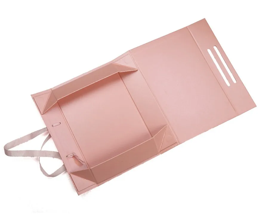 Custom Foldable Collapsible Magnetic Bra Lingerie Gift Box Packaging With Silk Ribbon