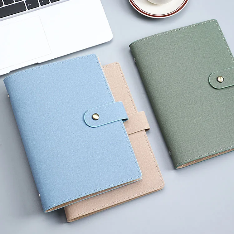 LABON Recycled Notebooks Buckle Closure Organizer A5 Custom Leather PU Cover Ring Binder