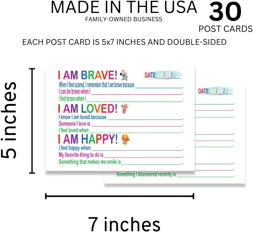 Interactive Double-Sided Affirmation Cards with Complete The Sentence Response 30 Cards for Teacher Classroom or Home Education