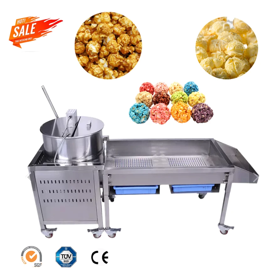 Automatic Ball Shape Popcorn Maker Chocolate Fruit Flavors Industrial Popcorn Making Machine for Small Business