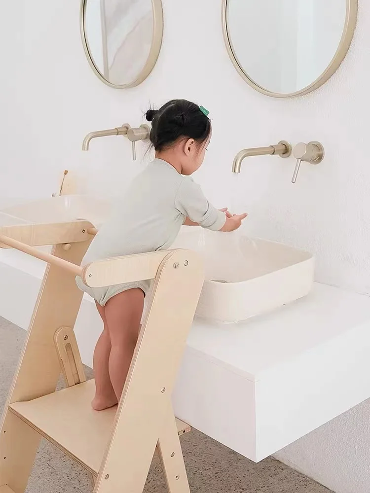 Hot-selling wooden folding step ladder stool toddler kitchen helper learning tower for kids