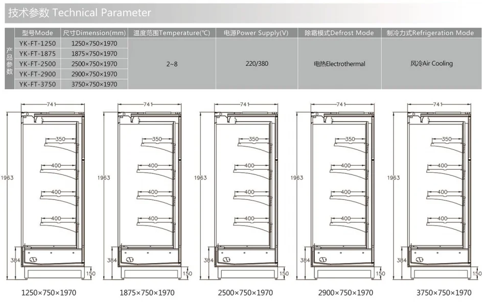 Supermarket showcase display fridge remote compressor vegetable and fruit display chiller freezer cabinet