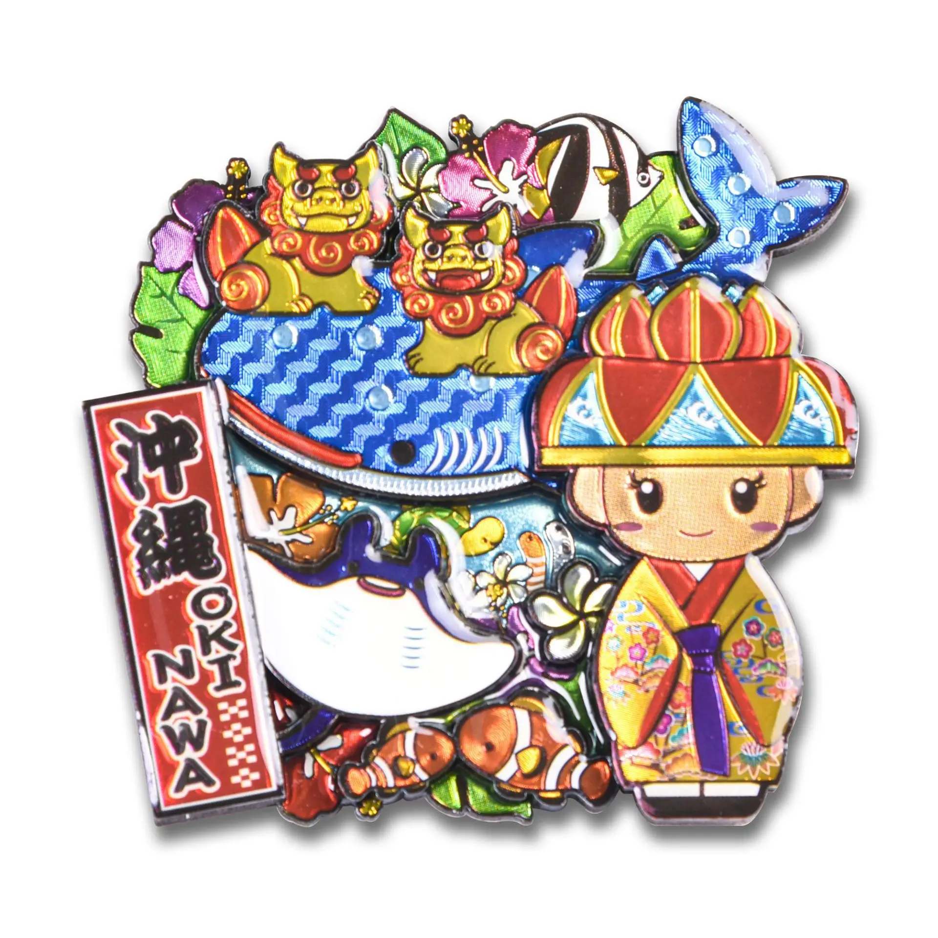 Medium Size Art Deco Style Metal Magnet Sticker Custom Logo Souvenir Fridge Magnet Printed Animal Design Resin Gifts