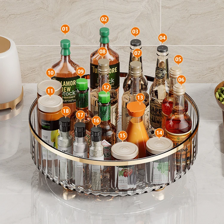 Home and kitchen rotate storage boxcontainers food storage container shelf holder spice rack Cosmetic organizer