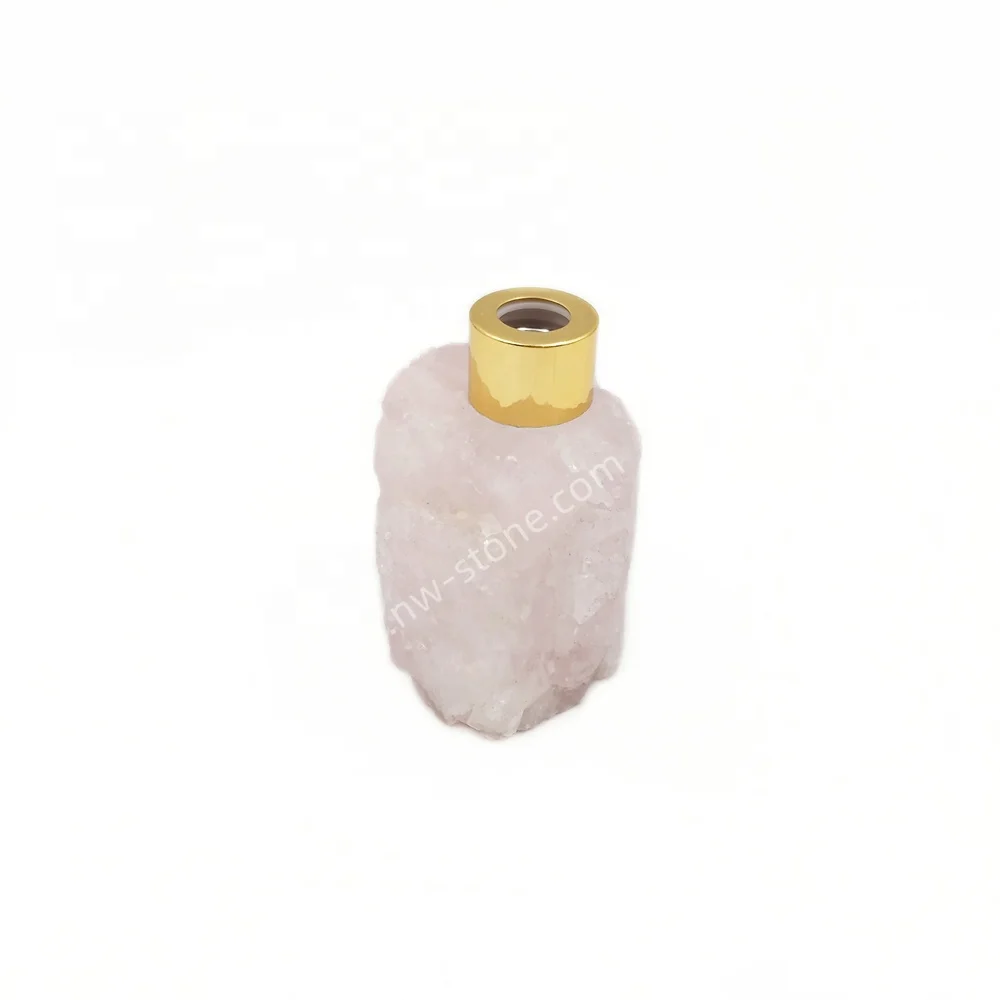 NANWEI Natural Stone Crystal Reed Diffuser Sets Replacement Clear Quartz Vase with Rose for Aromatic Essential Oil Diffusion