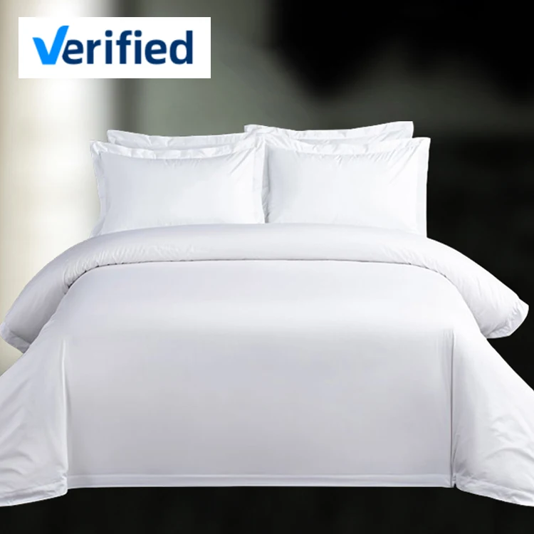 luxury hotel white 100% cotton bed linen bedding sheet set
