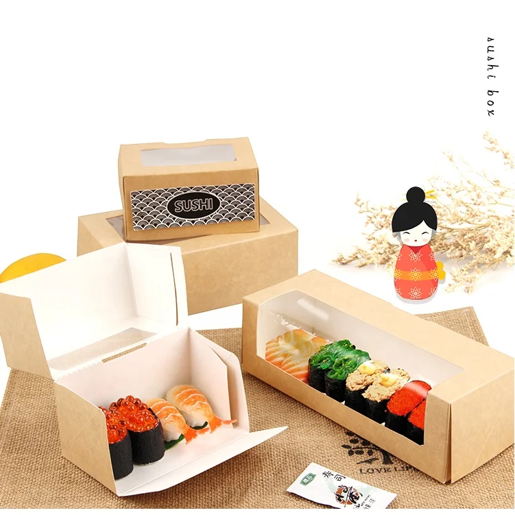 Food grade sushi take away box paper with transparent window