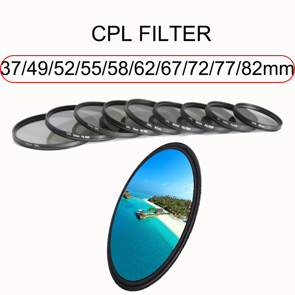 CPL Filter 37 43 46 40.5 49 52 55 58 62mm 67mm 72mm 77mm 82 Circular Polarizer Polarizing Filter for Canon Nikon Sony Fujifilm