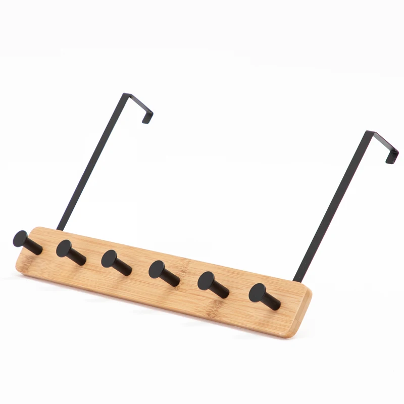 
High Quality Bamboo Over The Door Coat Rack Hanger, White, Nature Color 