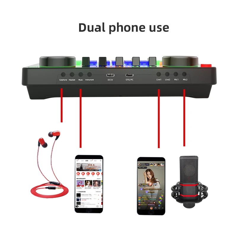 S9 Live Audio USB Interface with DJ Mixer Sound Card Mobile Phone Voice Changer Karaoke Voice for Live Broadcast Recording