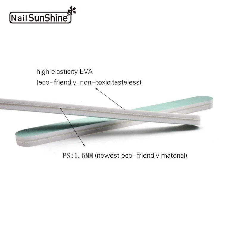 
Professional factory wholesale nail sunshine 18x2cm straight nail buffer buffing nail white green 2 sides 600 3000 grit 