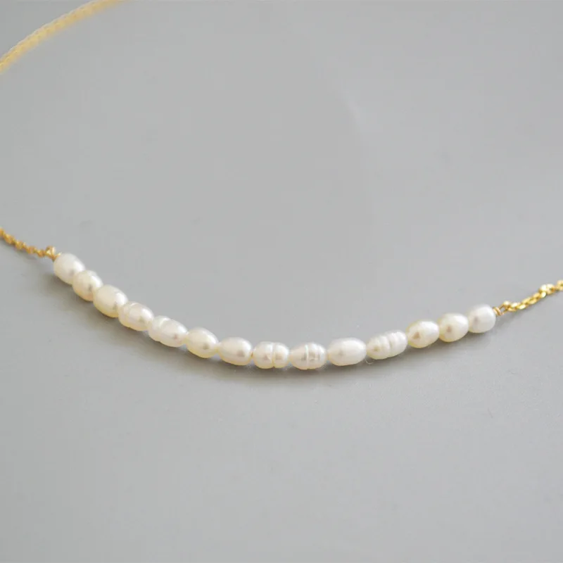 Freshwater pearl necklace brass chain 18k gold plated jewelry luxury pearl necklace