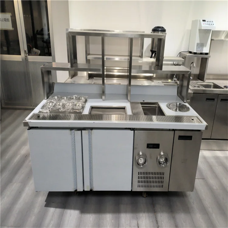 High quality Bubble tea shop bar furniture stainless steel smooth work bench milk tea counter station
