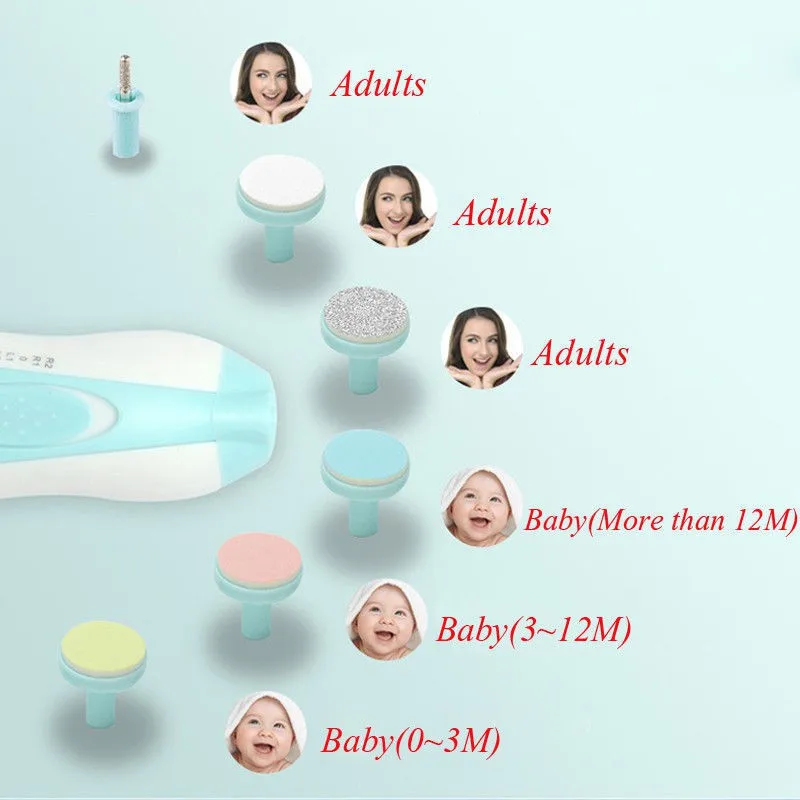 Cheap Factory Price Fashion Amazon Hot-sell Baby Electric Nail Trimmer With 6 Grinding Heads Grooming Tools Kit