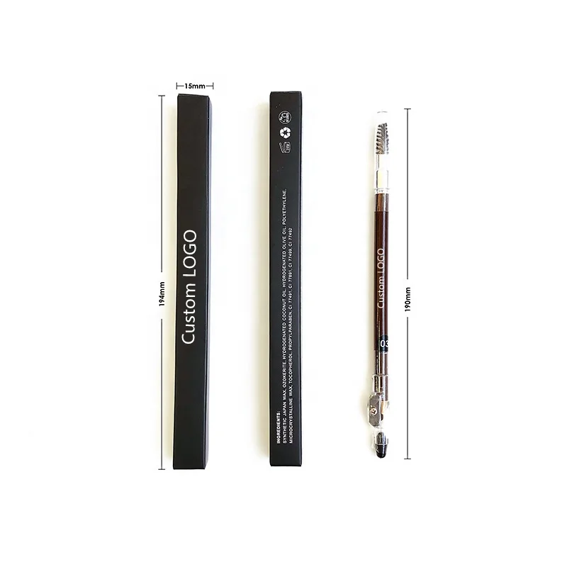 Custom Logo  brown black eyeliner eyebrow pencil with sharpener brow pencil eye liner easy to draw wooden handle makeup pencil