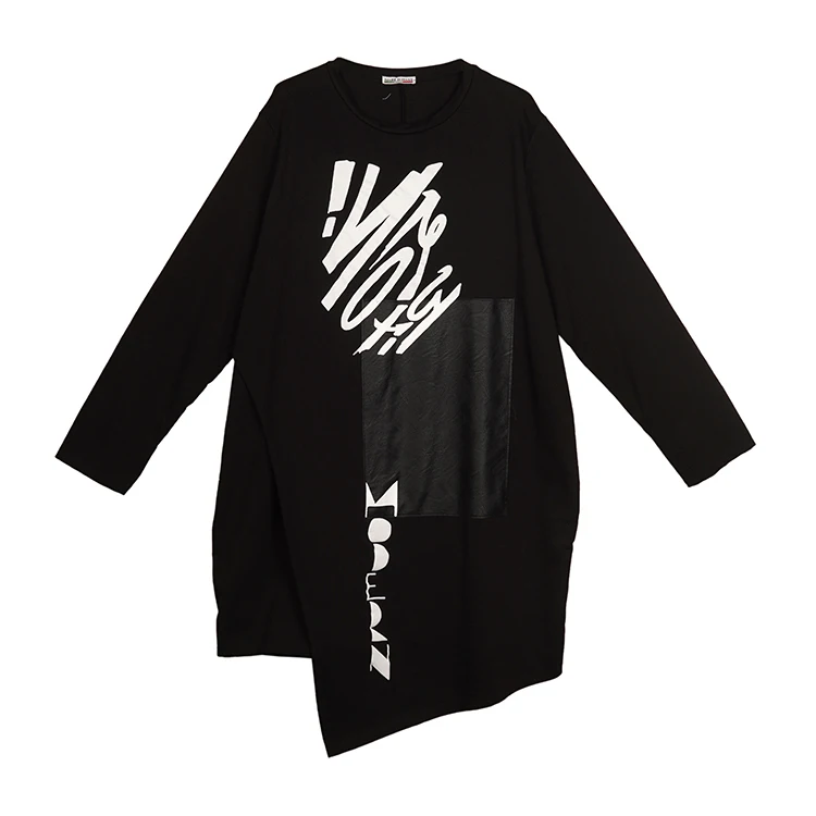 
Made in italy 2021 Spring Autumn Casual Asymmetrical Printed Women Clothes Long Sleeve loose Blouse dress 