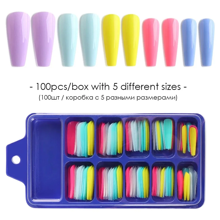 100pcs Coffin Press on Nails Long Ballerina Full Cover False Nail Tips for Women Girls Nail Manicure