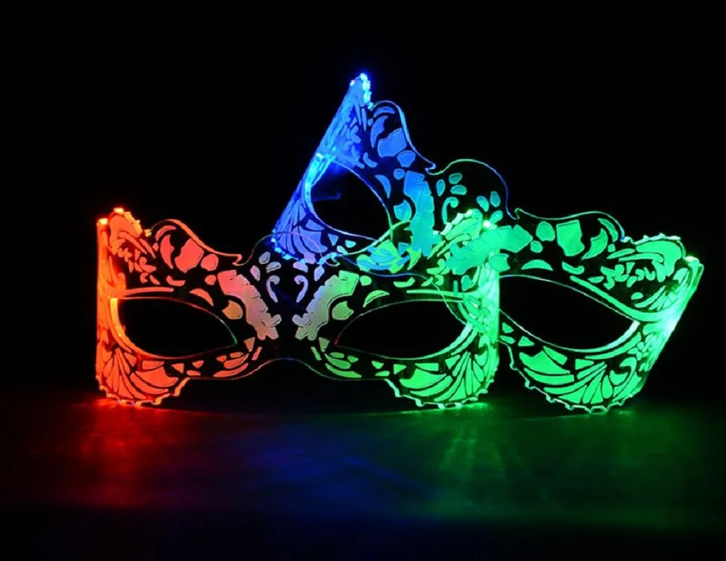LED Visor Glasses Light Up Futuristic Lace Pattern Glasses Luminous Eyemasks Birthday Rave Party Holiday Club Bar Decorations