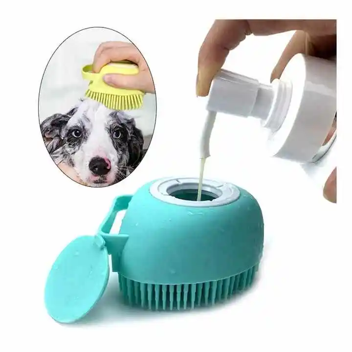 Pet Bath Brushes Massage Shampoo Dispenser Dog Grooming Silicone Shower Brush Portable Dog Shower Massage Brush