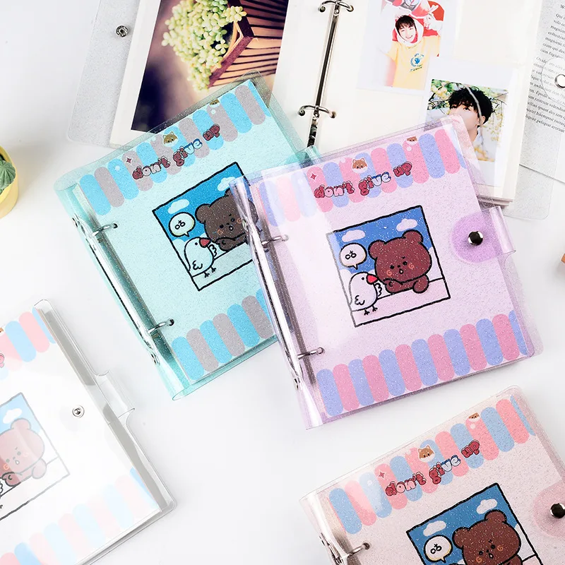 3/4/5/6 Inch Photo Album Transparent Glitter Cover Magnetic Self Adhesive Page Case Binder Picture Storage Book Holder