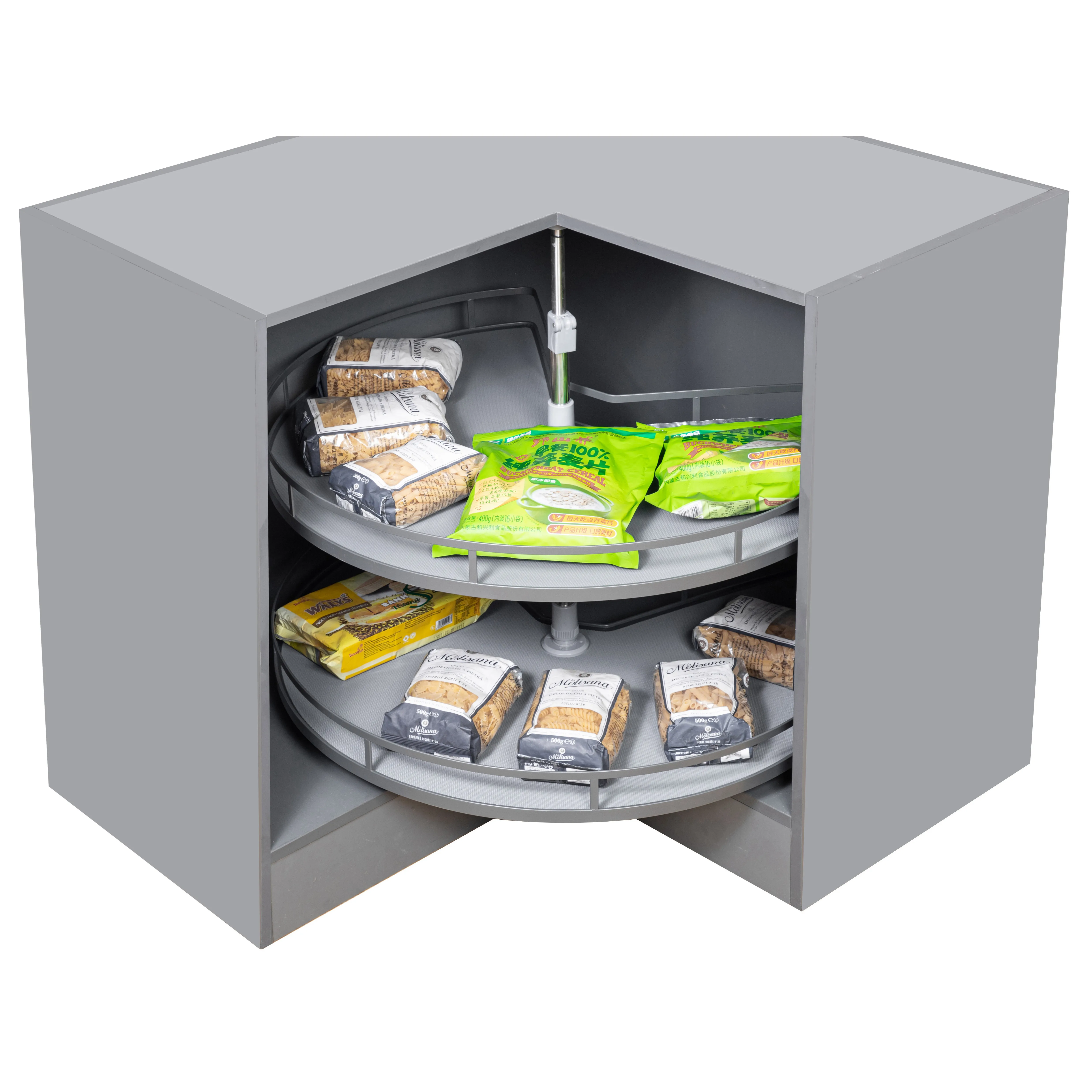 270 Dish turntable basket pan Corner kitchen wardrobe basket Double non-slip rotary pull basket