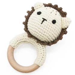 New Custom Beech Wood Handmade Rattle Teether Baby Crochet Toys
