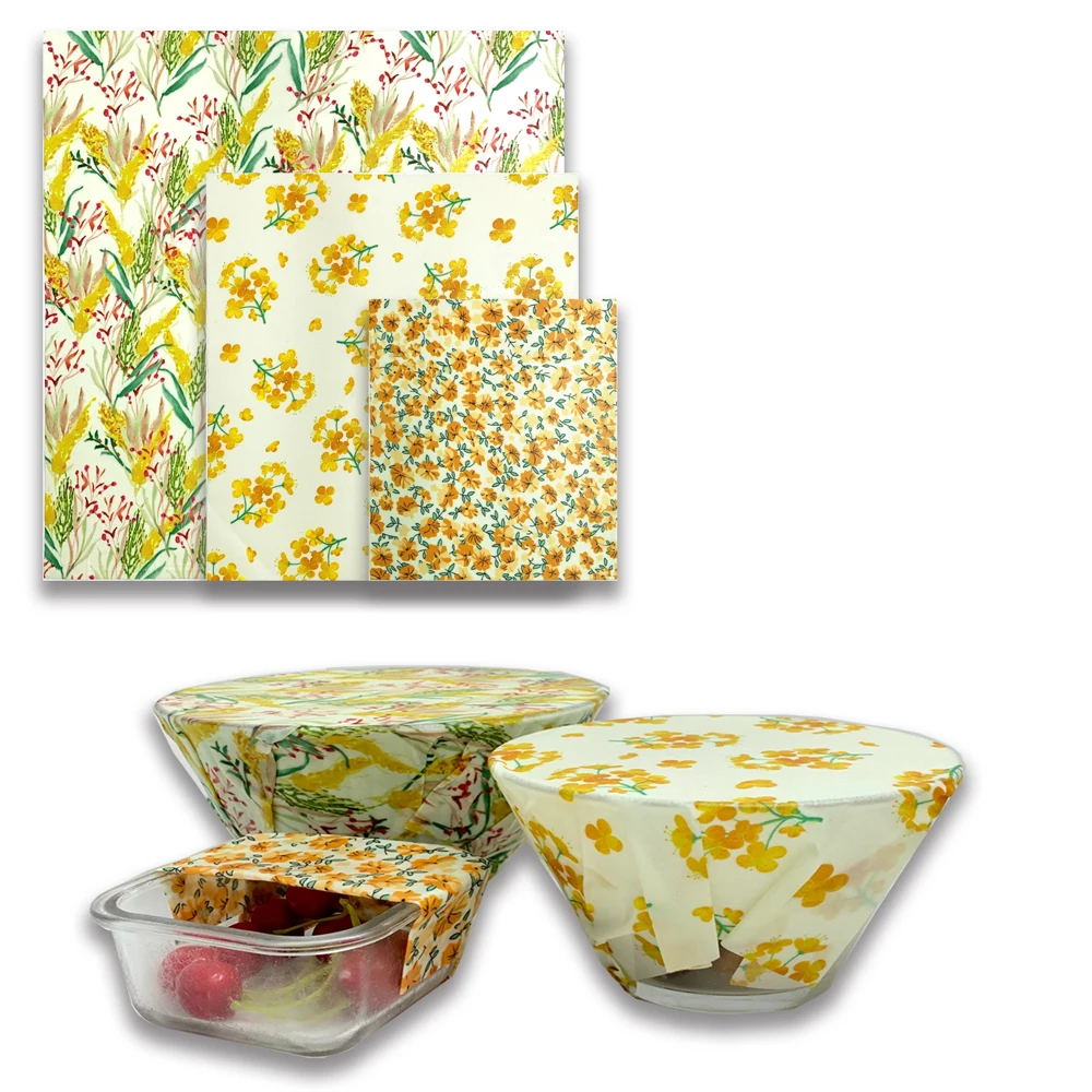 2023 Reusable Bee Wax Food Paper Organic Beeswax Wrap A Grade Food Fruit Fresh Keeping Bag