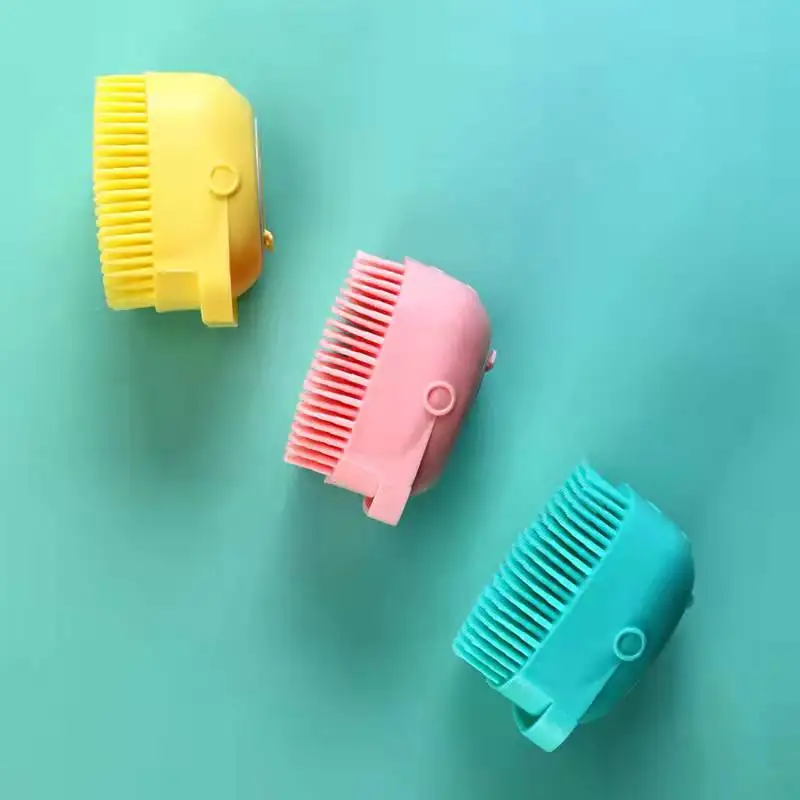 HZM Wholesale Amazon Silicone Baby Bath Brush Body Grooming Massage Brush with Shampoo Bottle Design