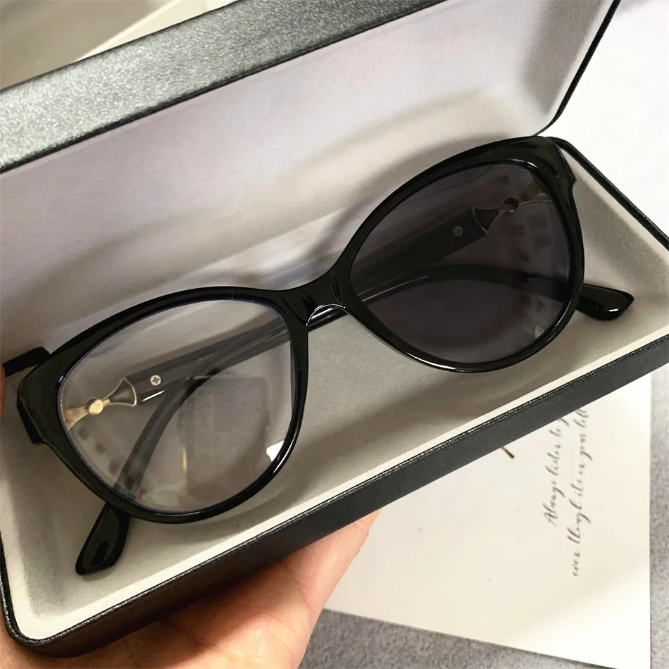 ladies anti blue light grey black cateye myopia diamond lunett photogray antireflet photochromic bezel woman photo gray glasses