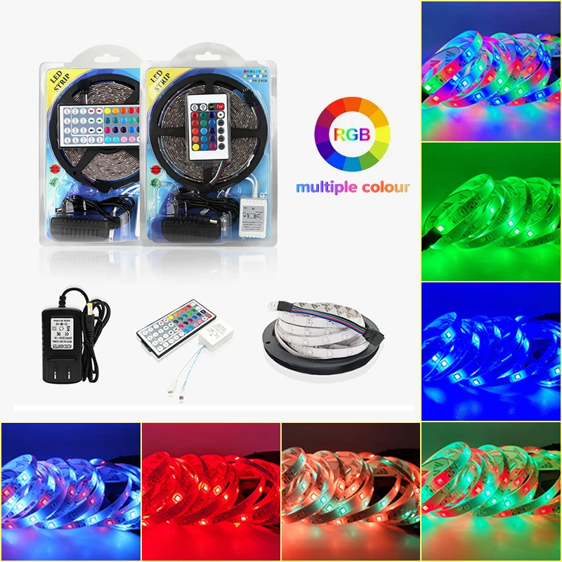  Печатная плата 5 м 12 В 24 Вт IP65 водонепроницаемая светодиодная лента RGB SMD 3528 с пультом дистанционного управления на 24/44