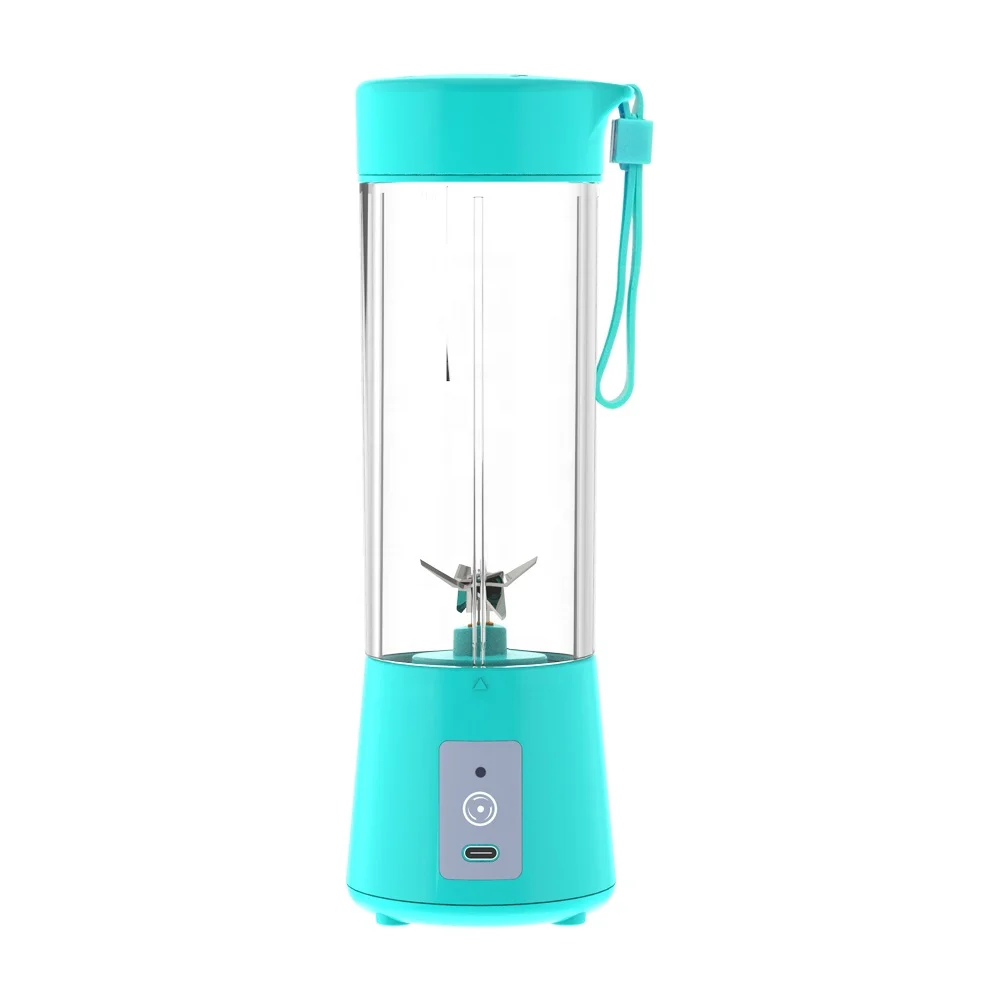 Customized logo portable blender juicer electric USB rechargeable mixer for fruit ice with 6 stainless-steel blades