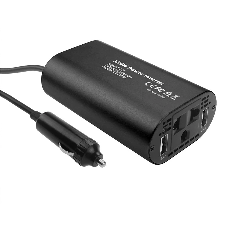 Cup Shape DC 12V to 110V AC150W Car Power Charger For Laptop with 2 Ports USB port
