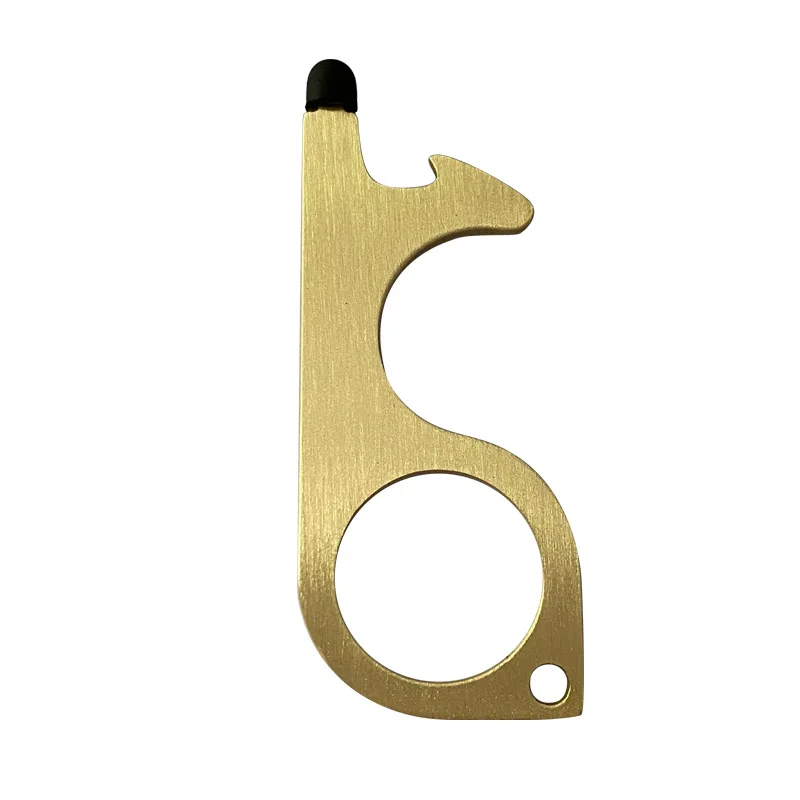 EDC Contactless Door Opener Brass Press Elevator Key Chain Isolation Key Opener