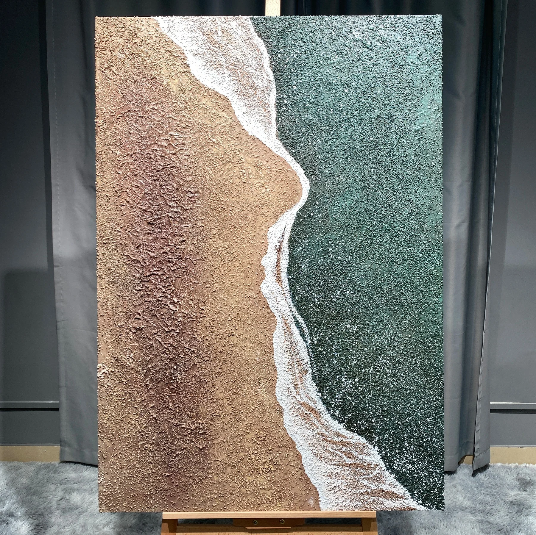 Darling Hand-painted oil painting thick texture beach painting handmade abstract canvas seascape painting for wall art decor