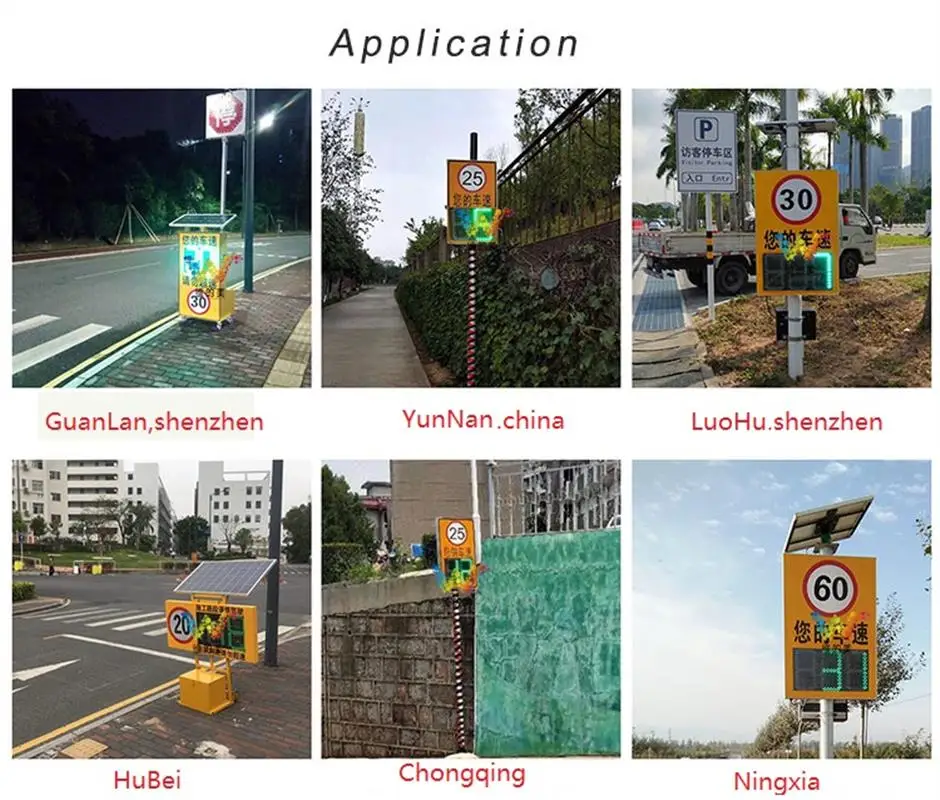 Traffic LED Speed Limit Signs Screen Indicator Radar Aluminum Portable Solar Powered Camera Monitor for Road Safety Dynamic