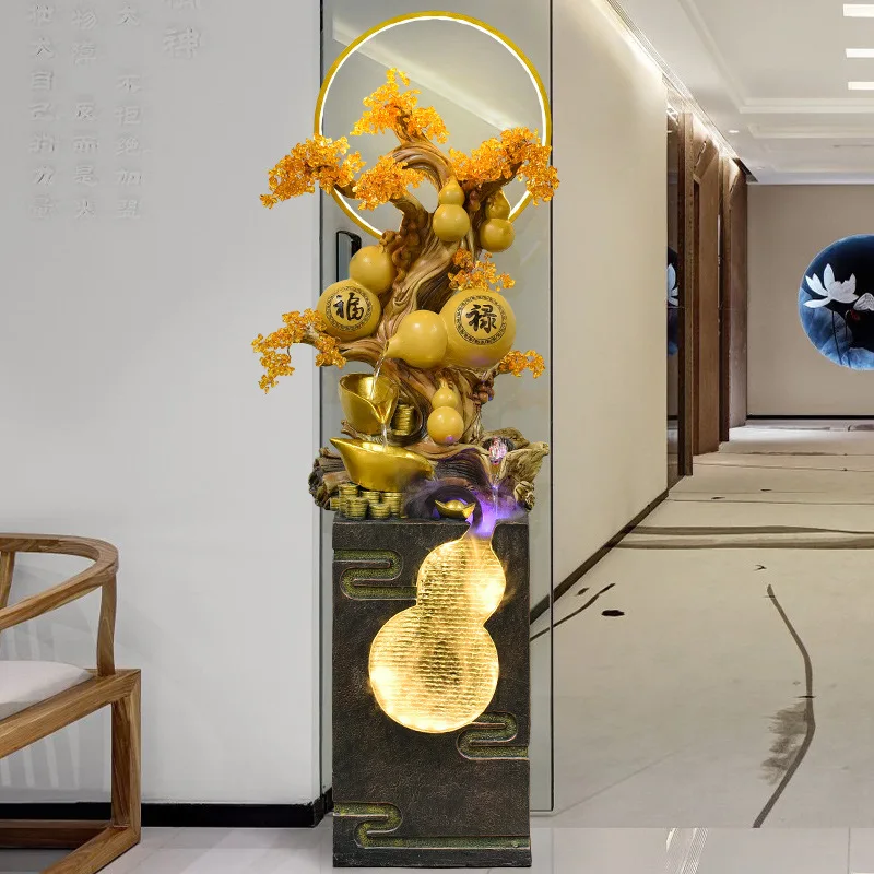 Chinese-style Gourd Rockery Flowing Water Fountain Ornaments Living Room Entrance Hall Store Opening New Home Gift Lucky Deco