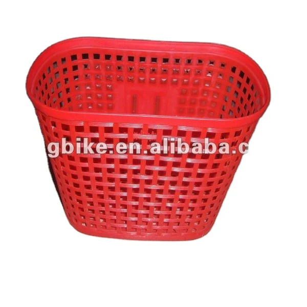 red color big size bike front basket plastic bicycle basket